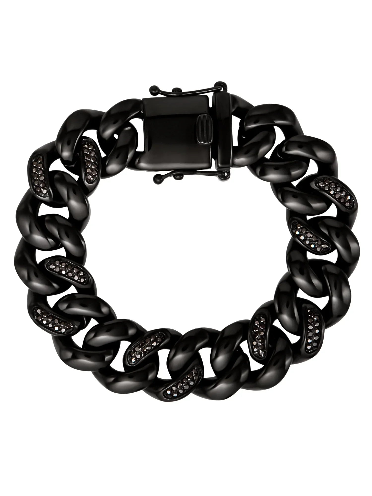 Shaquille O'Neal Men's Simulated Diamond Black IP Plated Stainless Steel Curb Bracelet
