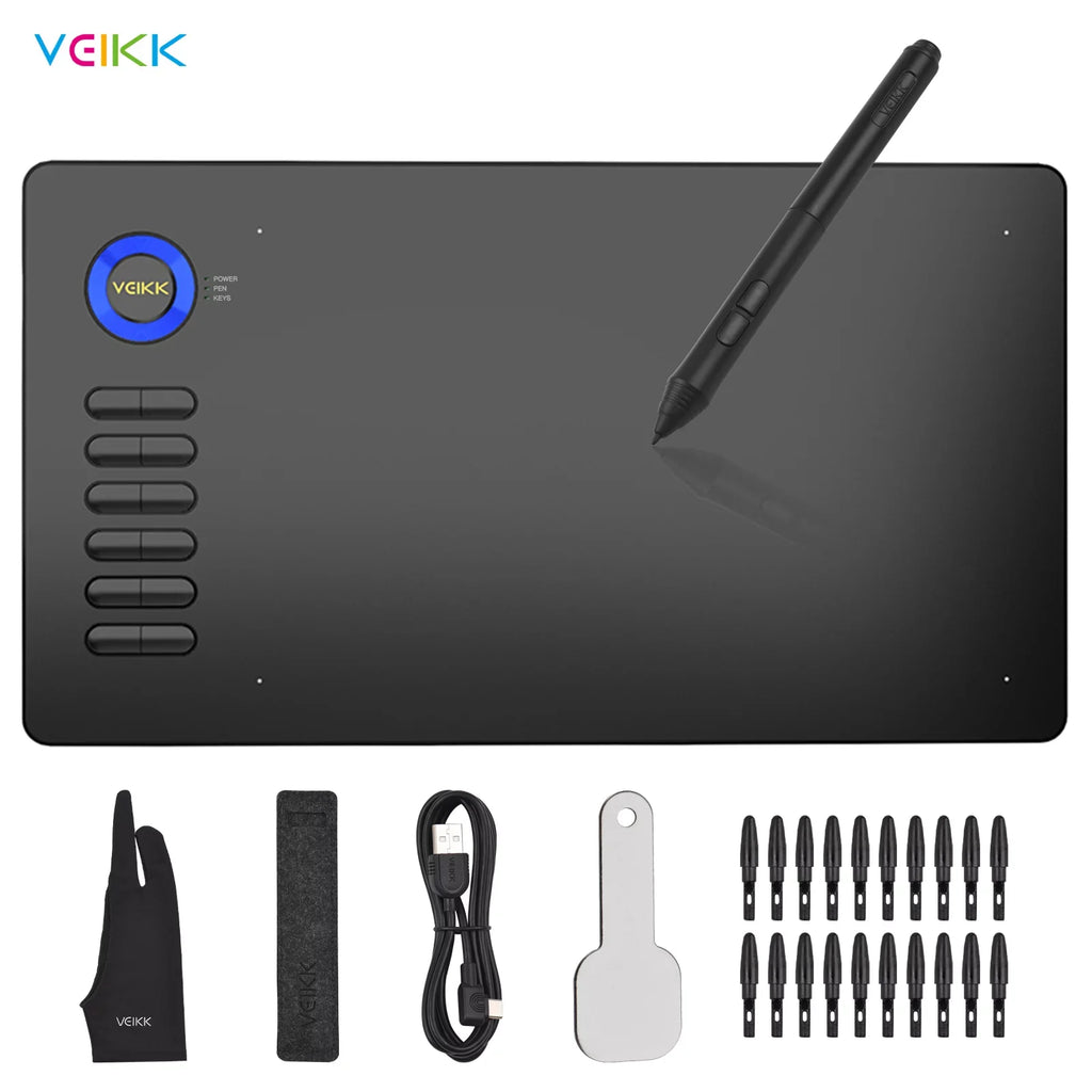 VEIKK Tablet,10x6in 8192 12 Tablet 10x6in 8192 A15 Tablet Windows Android 12 10x6inch 250rps 5080lpi Laptop Pc 12 5080lpi Resolution Tablet 8192 Sensitivity Battery-free 8192 Sensitivity