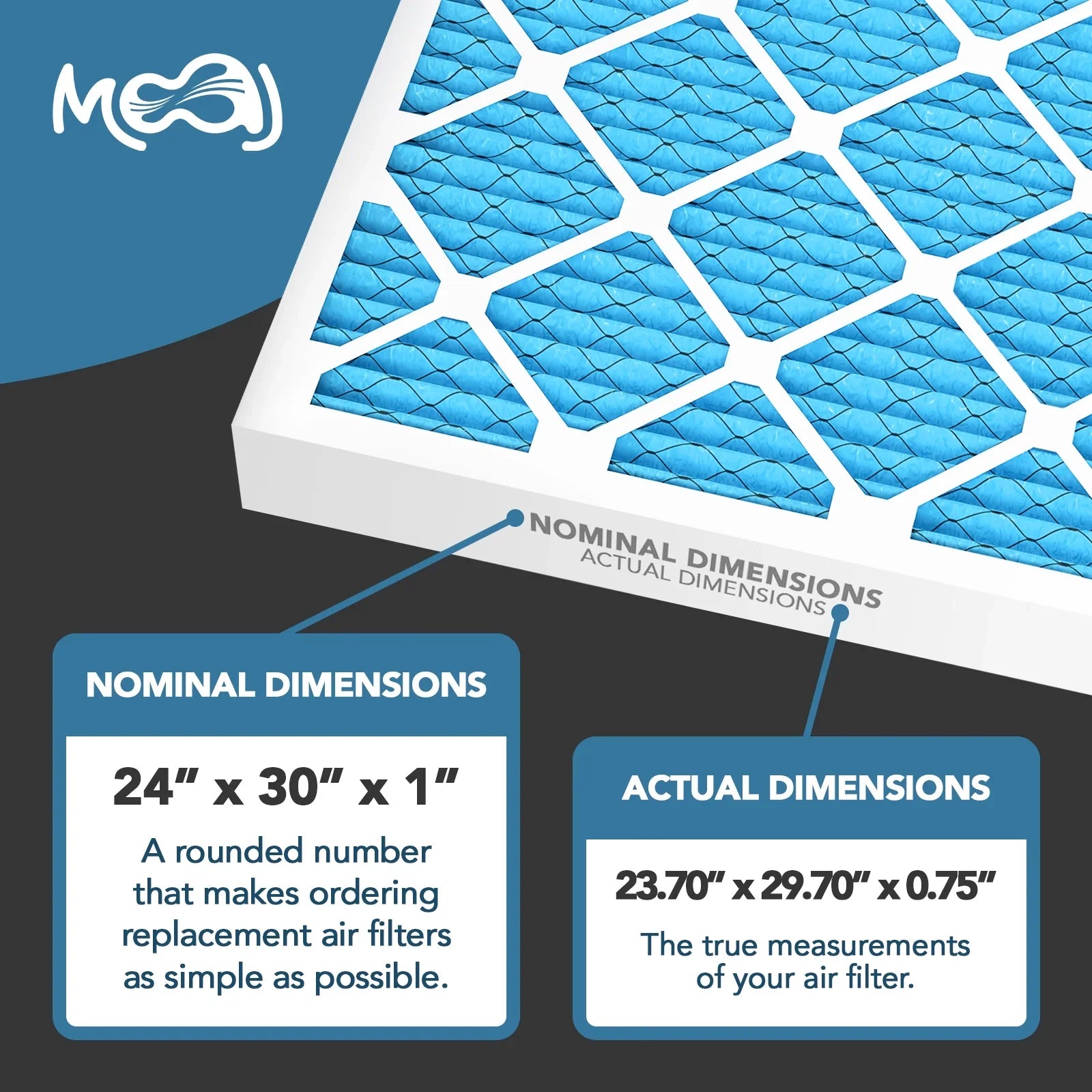 24x30x1 Air Filter (6-PACK) | MERV 11 | MOAJ Premium Allergen Defense | BASED IN USA | Pleated Replacement Air Filters AC & Furnace Applications | Actual Dimensions: 23.70" x 29.70" x 0.75" (in.)