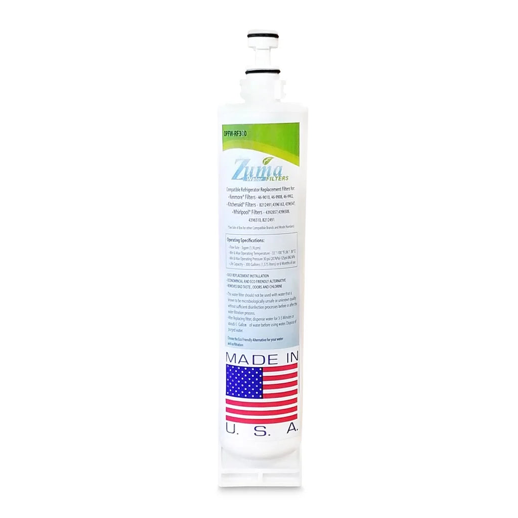 ZUMA Brand , Water and Ice Filter , Model # OPFW-RF300 , with Whirlpool® 4396510 - 1585 - Made in U.S.A.