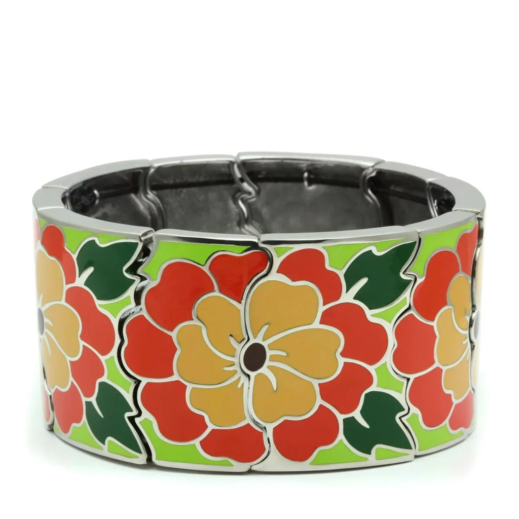Luxe Jewelry Designs Stainless Steel Flower Designed Women's Stretch Bracelet