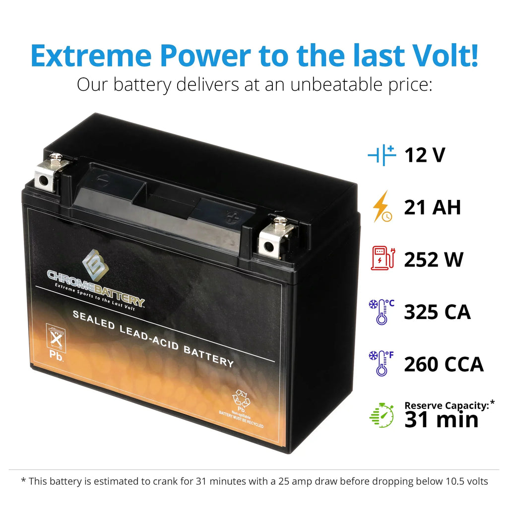 Chrome Battery Y50-n18l-a3 (50-n18l-a3 12 Volts,20 Ah, 260 Cca) Motorcycle Battery Honda Gl1100 Gold Wing 1100cc 80-'83