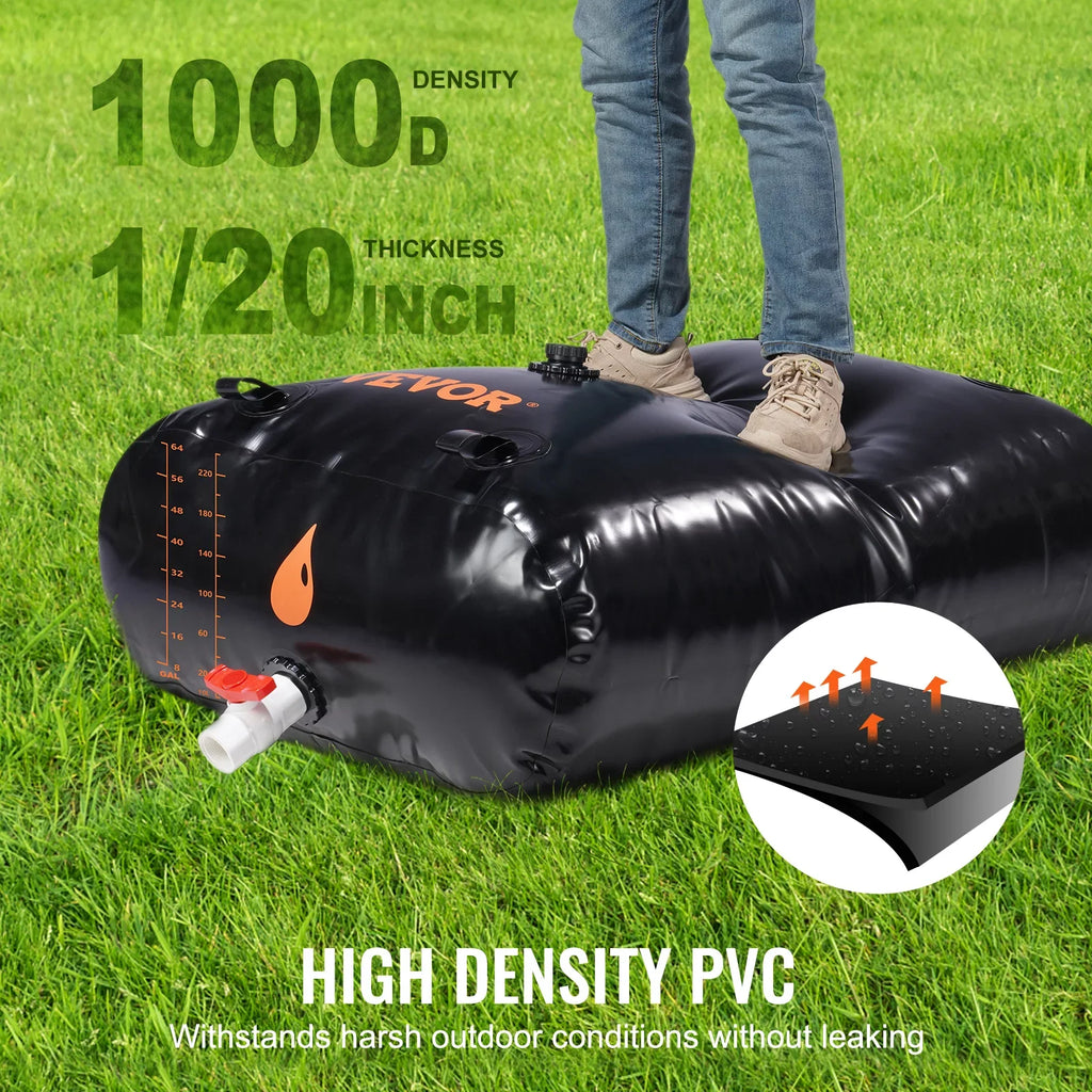 BENTISM Portable Water Storage Bladder Rainwater Bag,143 Gallon Large Capacity Water Storage Containers,1000D PVC Water Bladder Including Spigots and Overflow Kit,Water Tank