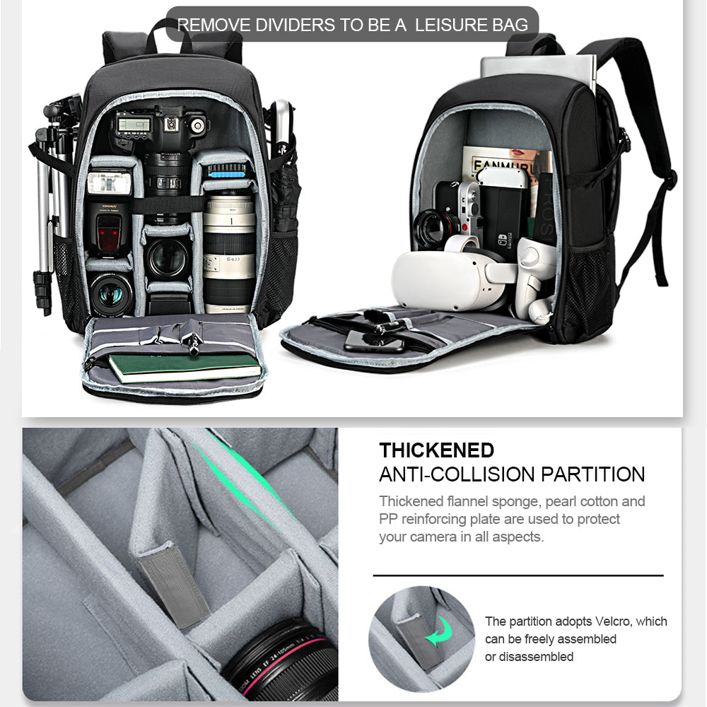 Big Capacity Photography Camera Waterproof Shoulders Backpack Video Tripod DSLR Bag Drone Case w/ Rain Shield Canon Nikon Sony Pentax