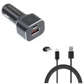 2-Port USB 36W Quick Car Charger w Cord Charger 6ft USB Cable M8J Blackberry Motion, Key2, KEYone, LE - BLU G9, Vivo XI Plus 5 - CAT S61 S48c - Coolpad Legacy - Essential Phone (PH-1)