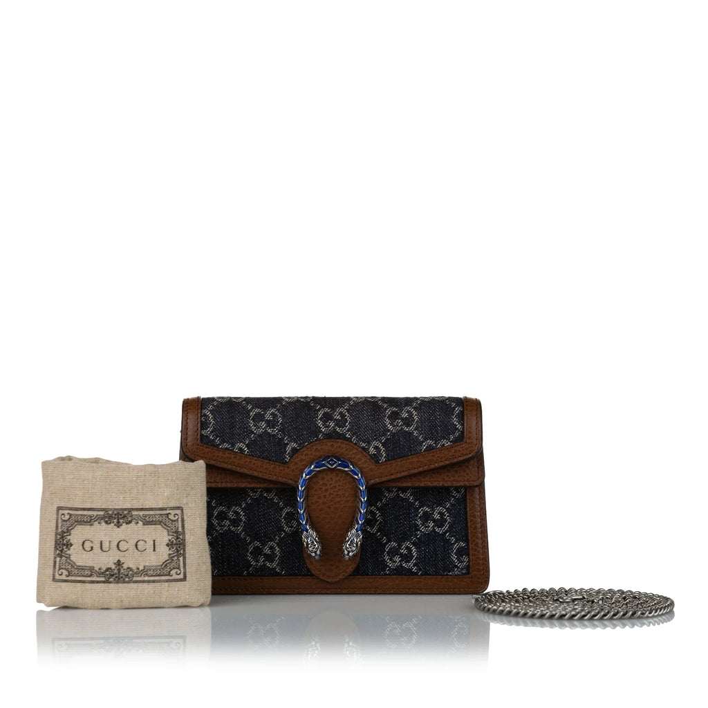 Women Pre-Owned Authenticated Gucci Super Mini GG Dionysus Crossbody Bag Denim Fabric Blue
