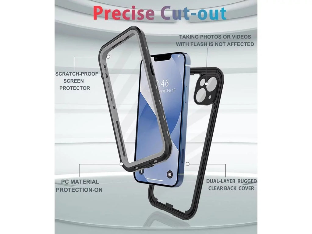 For iPhone 13 Case Waterproof Shockproof Dustproof Full-Body with Built-in Screen Protector,Underwater Full Sealed Shield Protective iPhone 13 6.1 inch