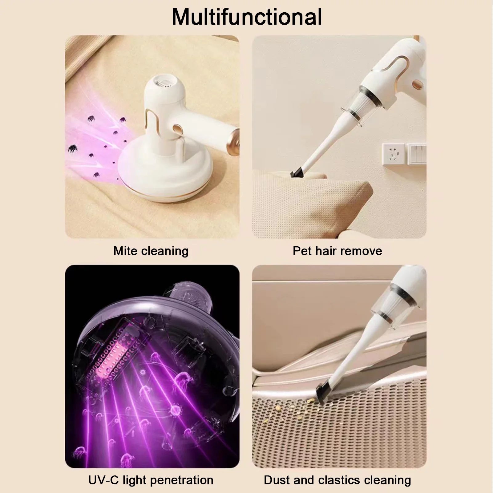 Anself Bed Mattress Cleaner Handdeld Lamp Strong Suction 8000 Timesmin Carpets Sofa Couch Mint Pet Hair Dust Removal Deep Cleaning Machine