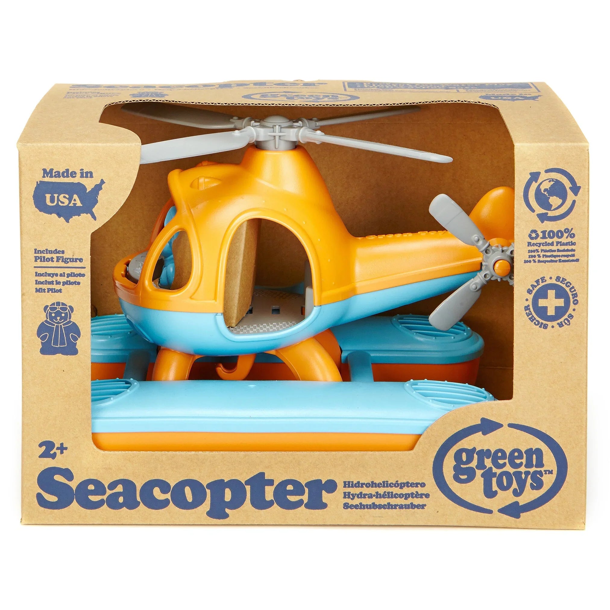 Green Toys Seacopter Play Vehicles, Orange/Blue, Unisex Child Ages 2+