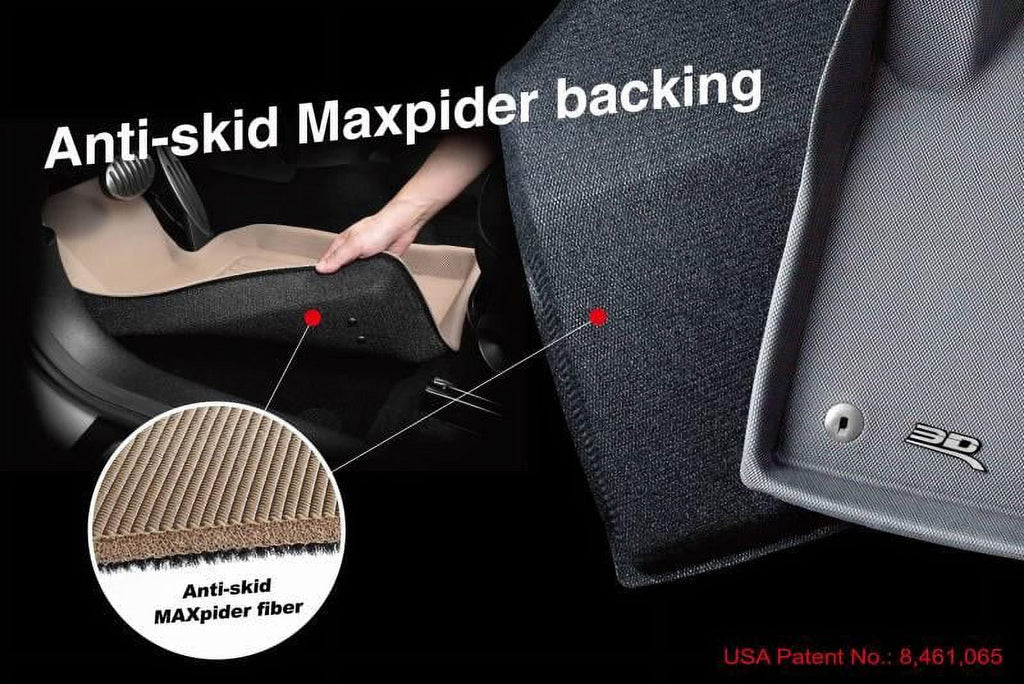 3D MAXpider 2008-2020 Fits Dodge Grand Caravan 1st Row 2nd Row 3rd Row Kagu Carbon Fiber Embossed Pattern Black Floor Mat L1DG01601509
