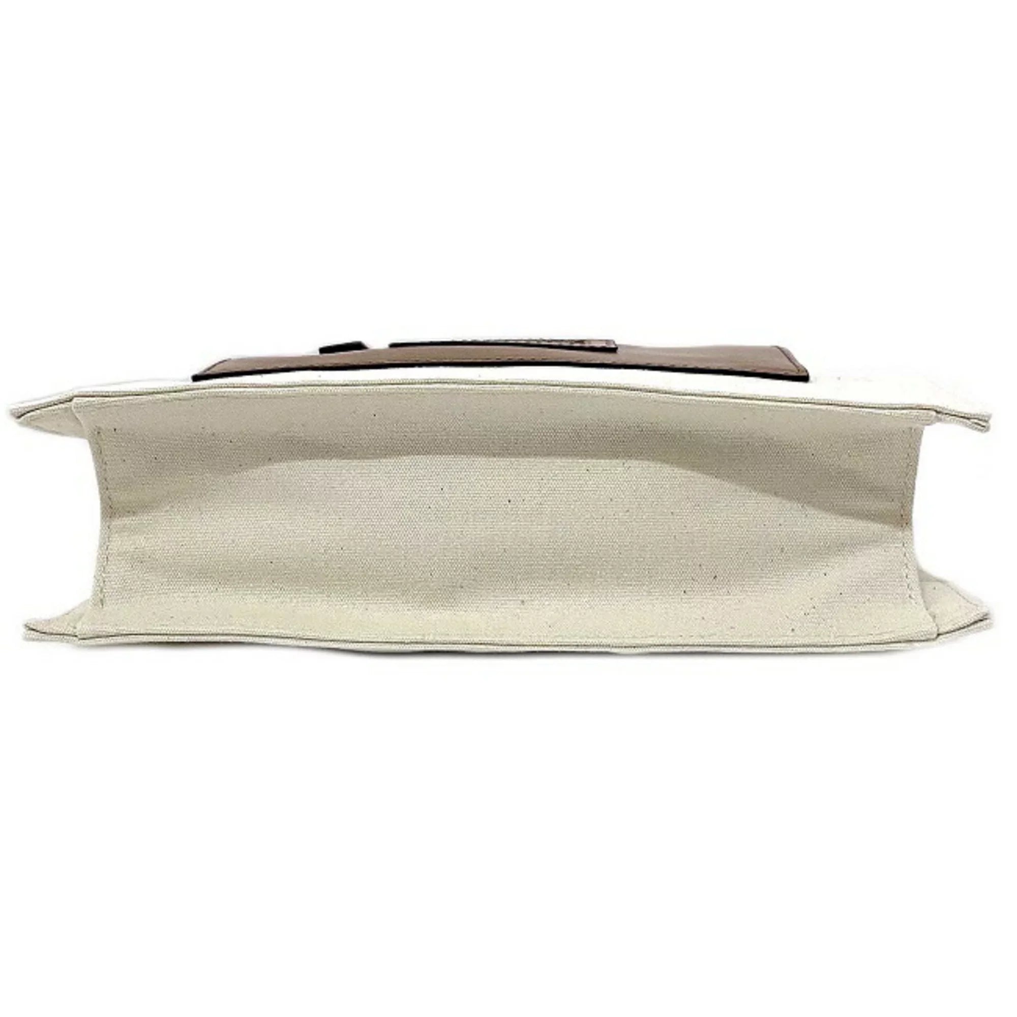 Pre-Owned Marni Tote Bag Natural White Brown SHMP0068Q0 P2994 Canvas Leather MARNI Handbag Bicolor Ladies (Like New)