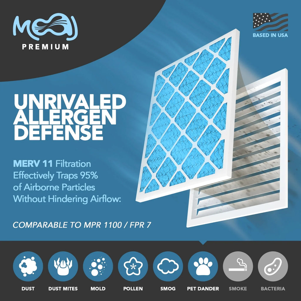 24x30x1 Air Filter (6-PACK) | MERV 11 | MOAJ Premium Allergen Defense | BASED IN USA | Pleated Replacement Air Filters AC & Furnace Applications | Actual Dimensions: 23.70" x 29.70" x 0.75" (in.)