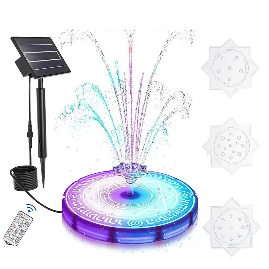 Dcenta Fountain Light with Remote Control Solar Powered Bird Bath Fountains Garden Pond