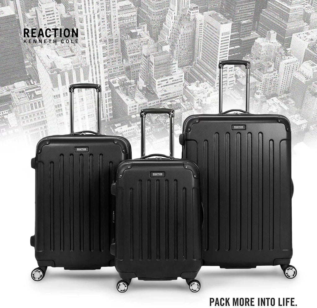 Kenneth Cole REACTION Renegade Luggage Expandable 8-Wheel Spinner Lightweight Hardside Suitcase, Black, 3-Piece Set (20"/24"/28") 3-Piece Set (20"/24"/28") Black