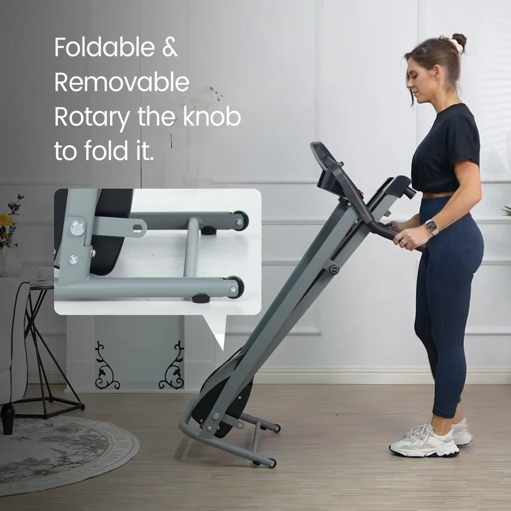 Relife Folding Treadmill with Device Holder + Bottle Hold, Electric Treadmill with 40” x 14” Running Belt, Heart Rate Monitor, Easy Assembly, 1.5HP, Compact Design Home