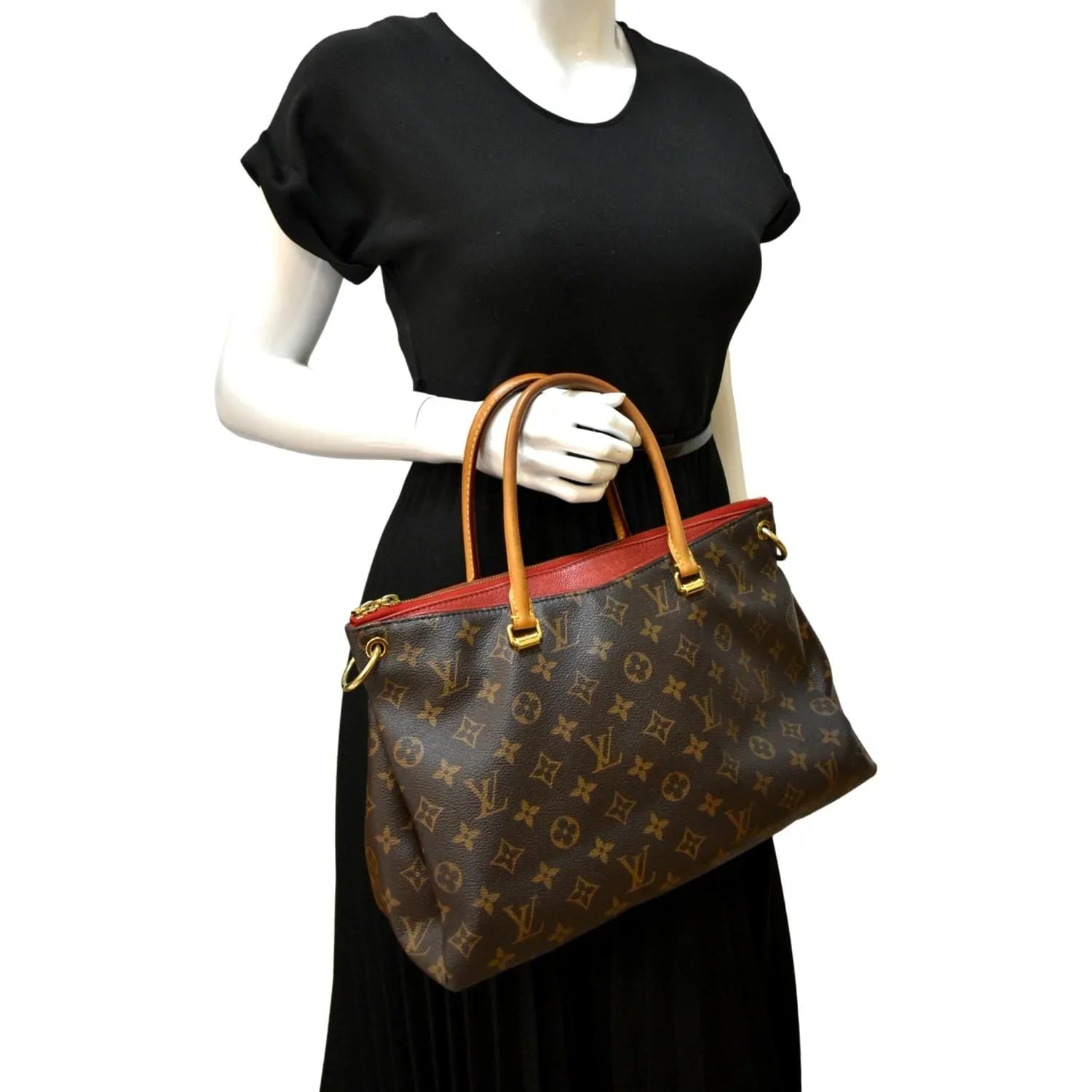 Pre-owned LOUIS VUITTON Pallas MM Monogram Canvas Shoulder Bag Brown
