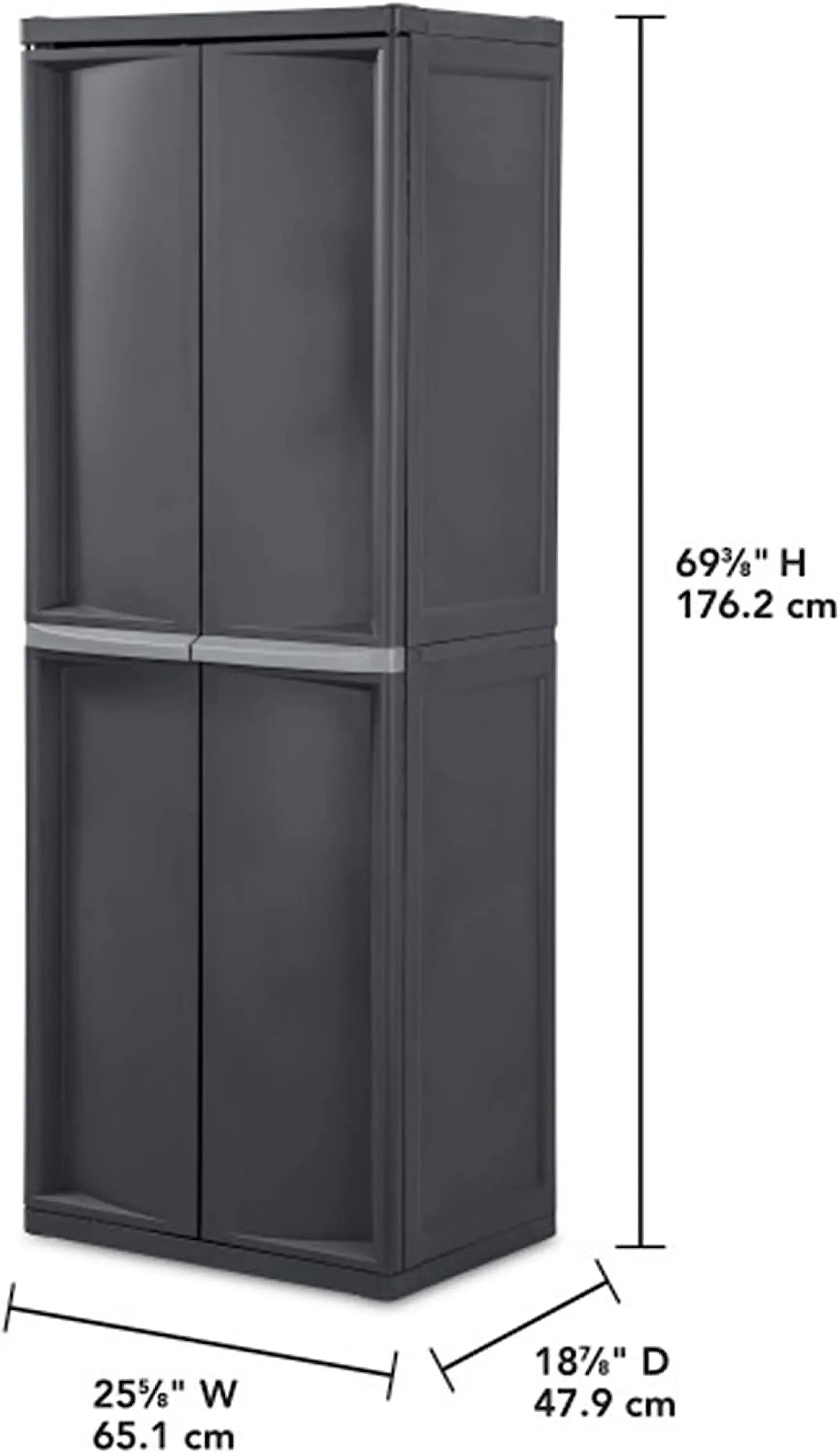 HOZO 4 Shelf Cabinet, Heavy Duty and Easy to Assemble Plastic Storage Unit, Organize Bins in the Garage, Basement, Attic, Mudroom, Gray, 1-Pack
