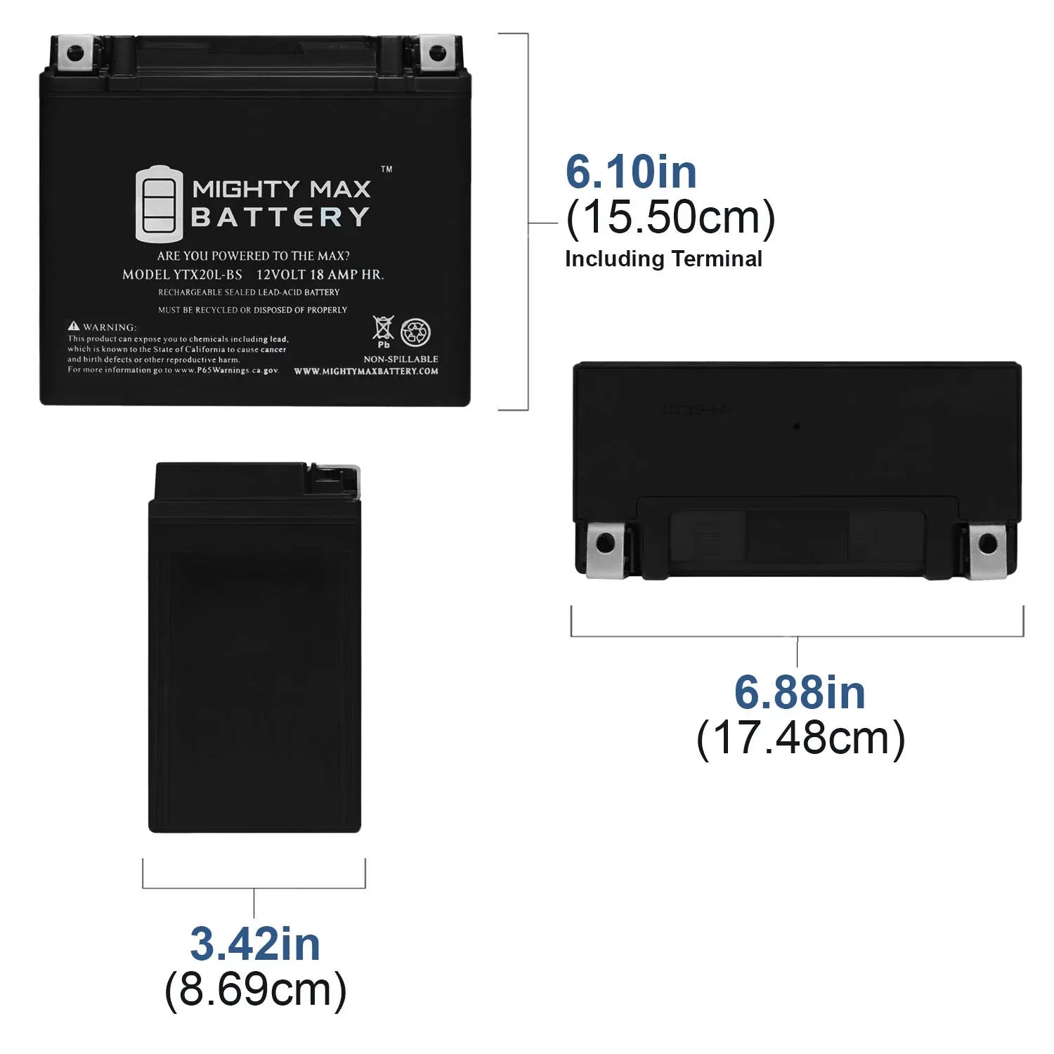 YTX20L-BS Battery Replacement Kawasaki Jet Ski E1F2G1G2 95-99