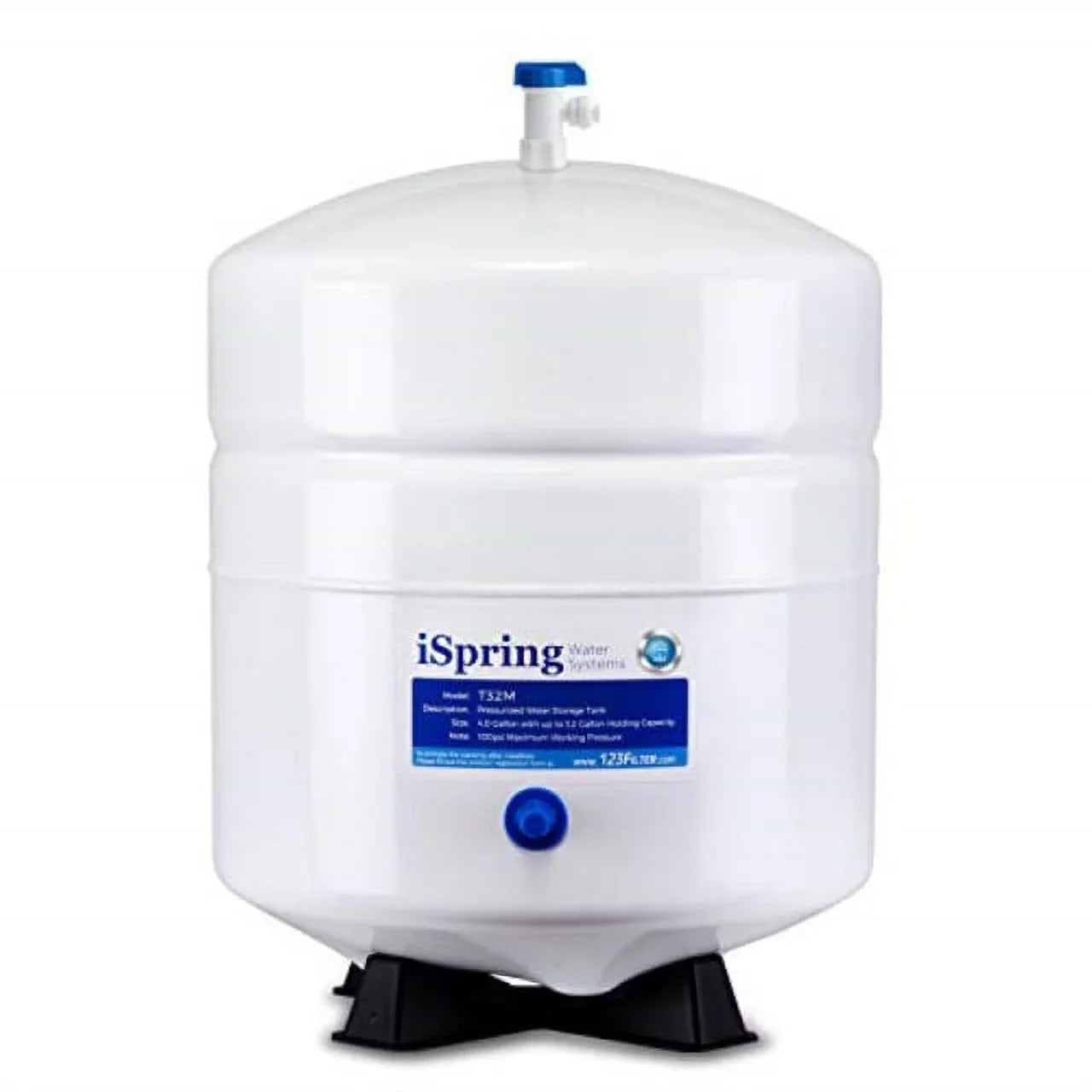 iSpring T32M Pressurized Water Storage Tank with with Ball Valve Reverse Osmosis RO Systems, 4 Gallon