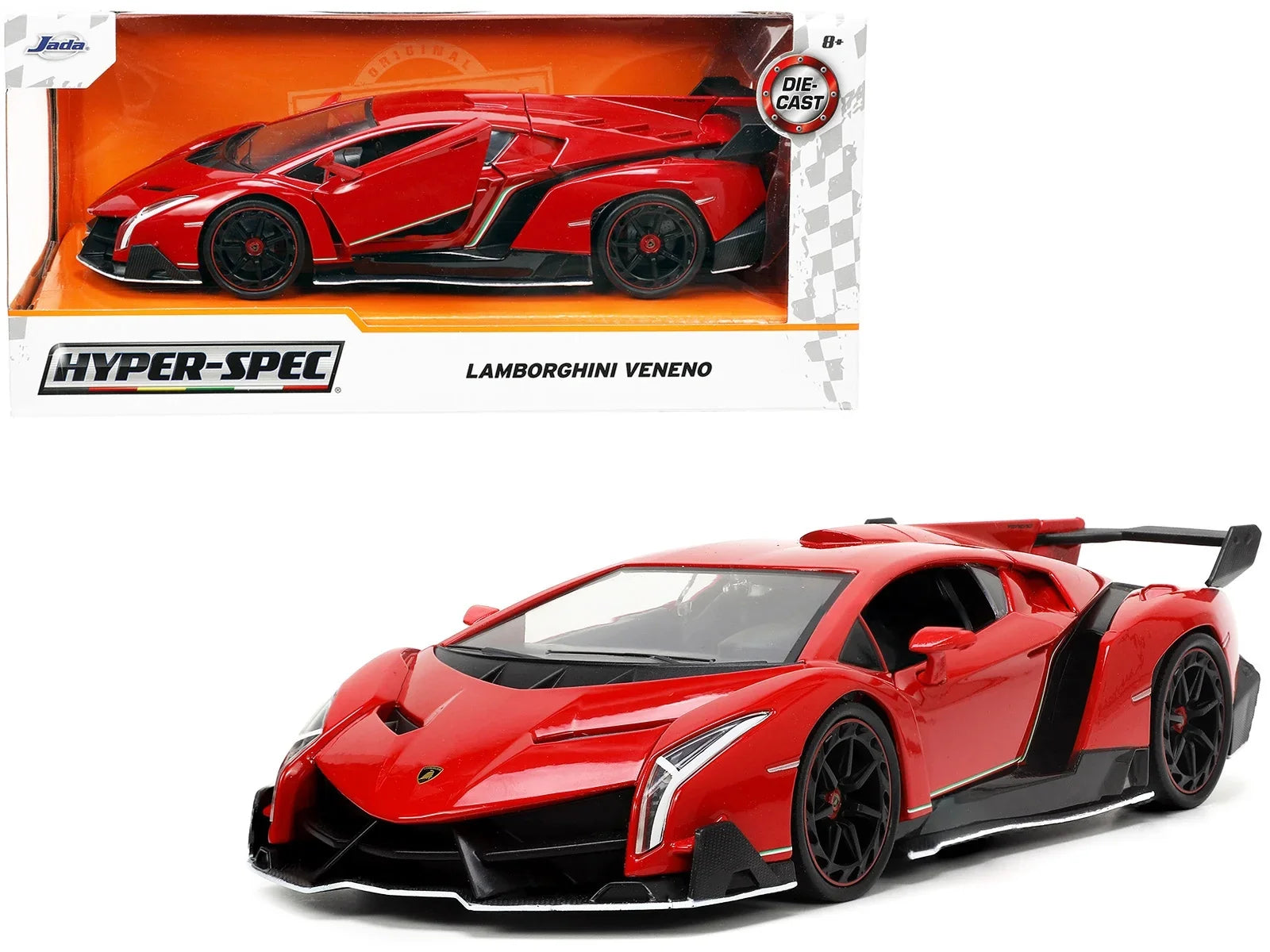 Jada 34212 Lamborghini Veneno Red & Black Hyper-Spec Series 1-24 Diecast Model Car