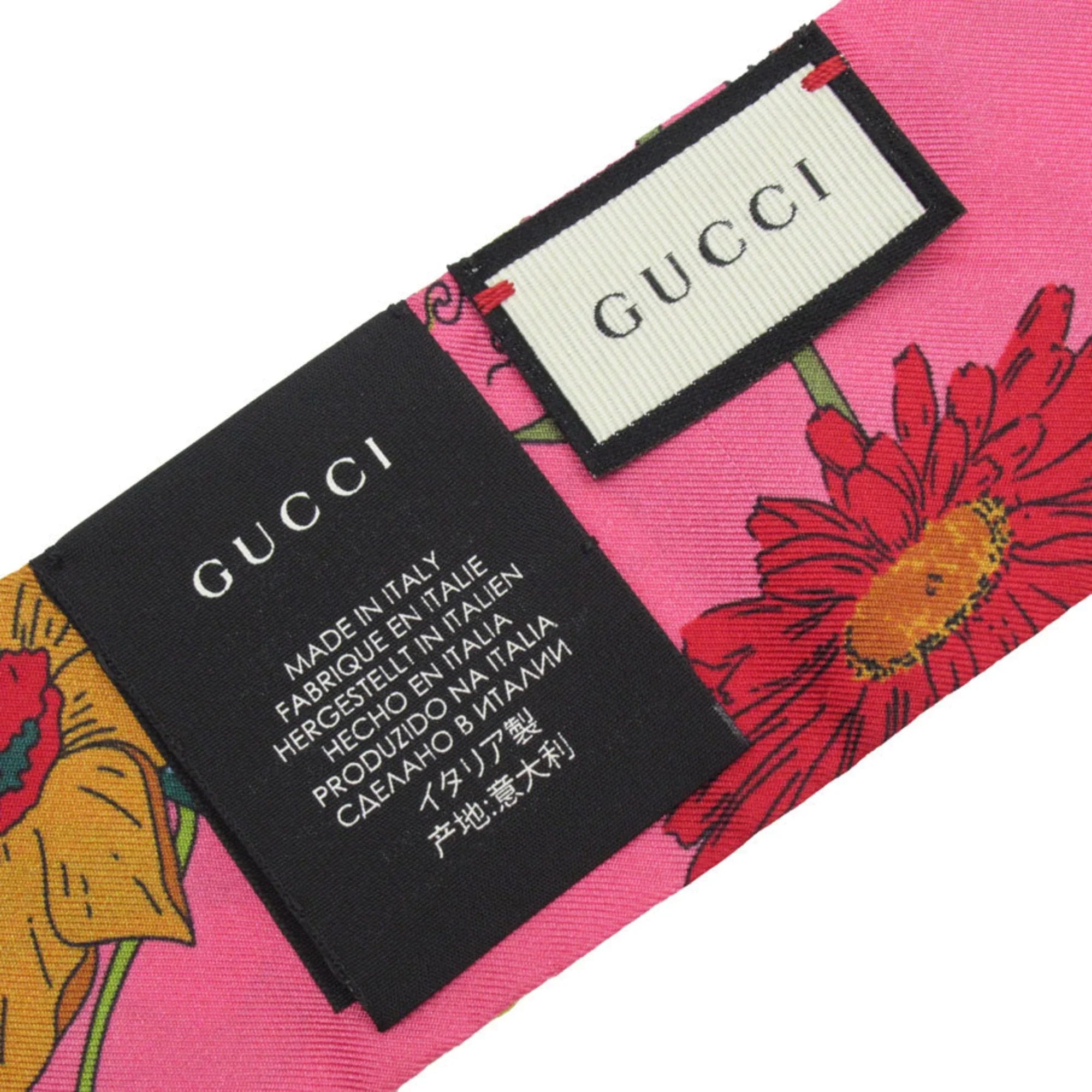 Pre-Owned GUCCI Scarf Muffler Silk Pink/Multicolor Women's w0157a (Good)