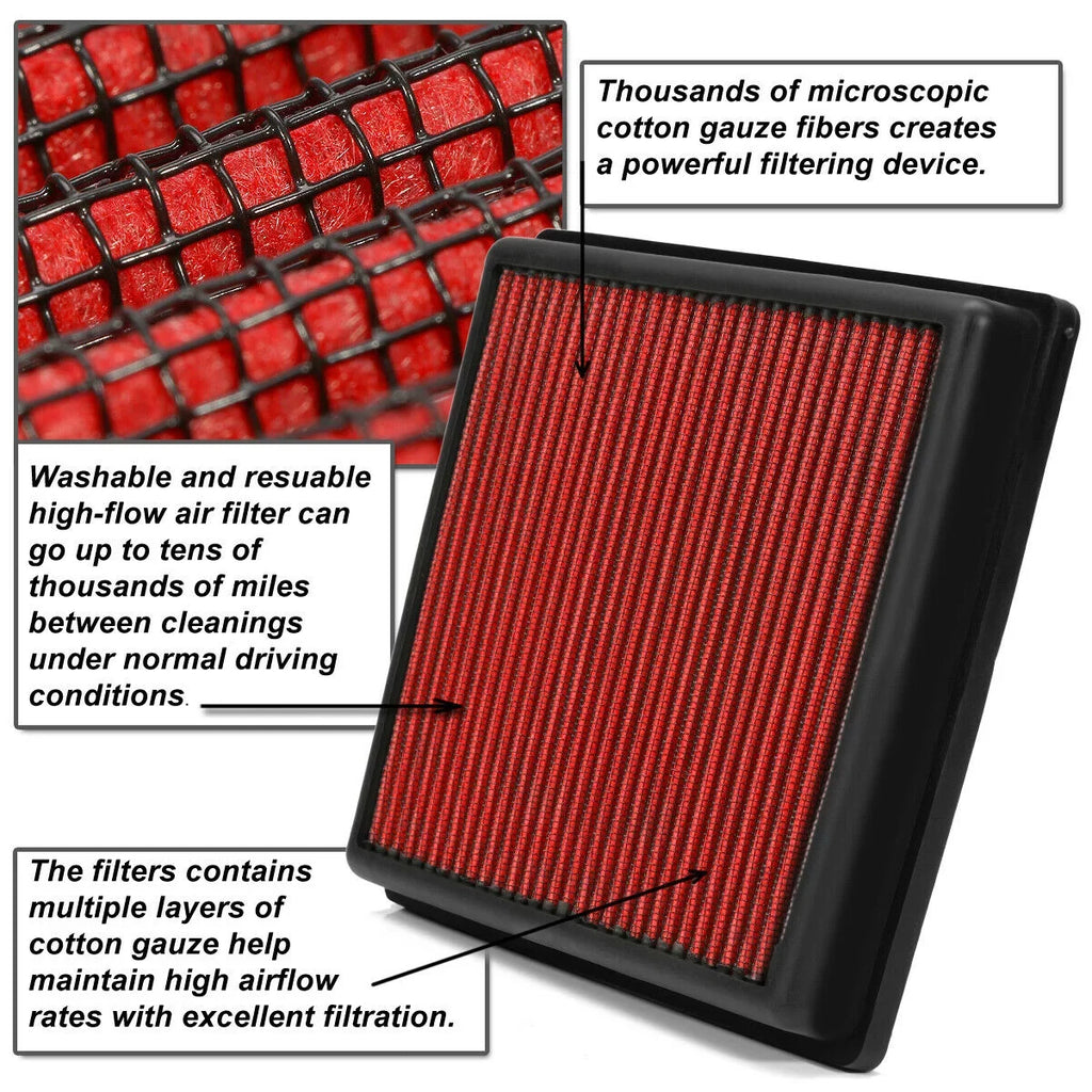 For 17-19 124 Spider 17-19 MX-5 Miata 1.4 Reusable Drop-In Panel Air Filter Red