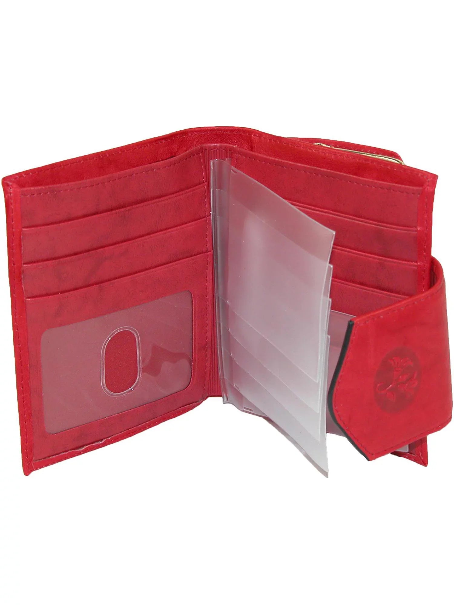 Womens Leather Attache Clutch Cardex Wallet and Coin Purse, Red