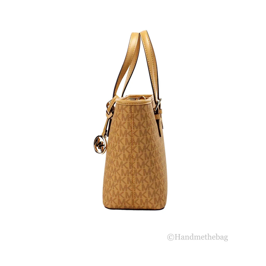 Michael Kors Jet Set Cider PVC Leather XS Carryall Top Zip Tote Bag Purse