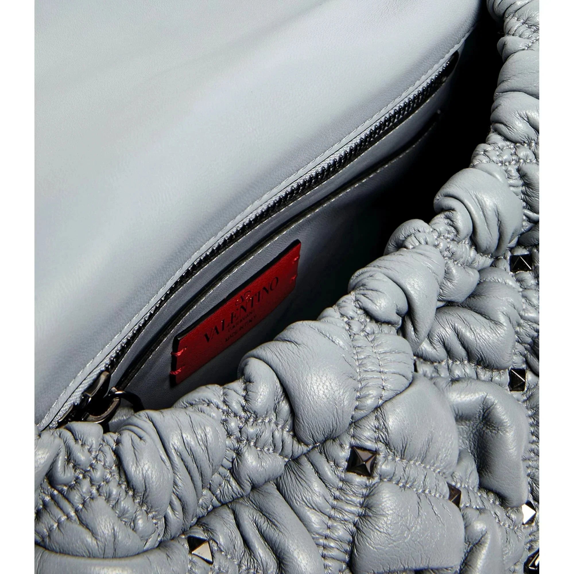 Valentino Garavani Spike Me Gray Leather Crossbody Bag Medium