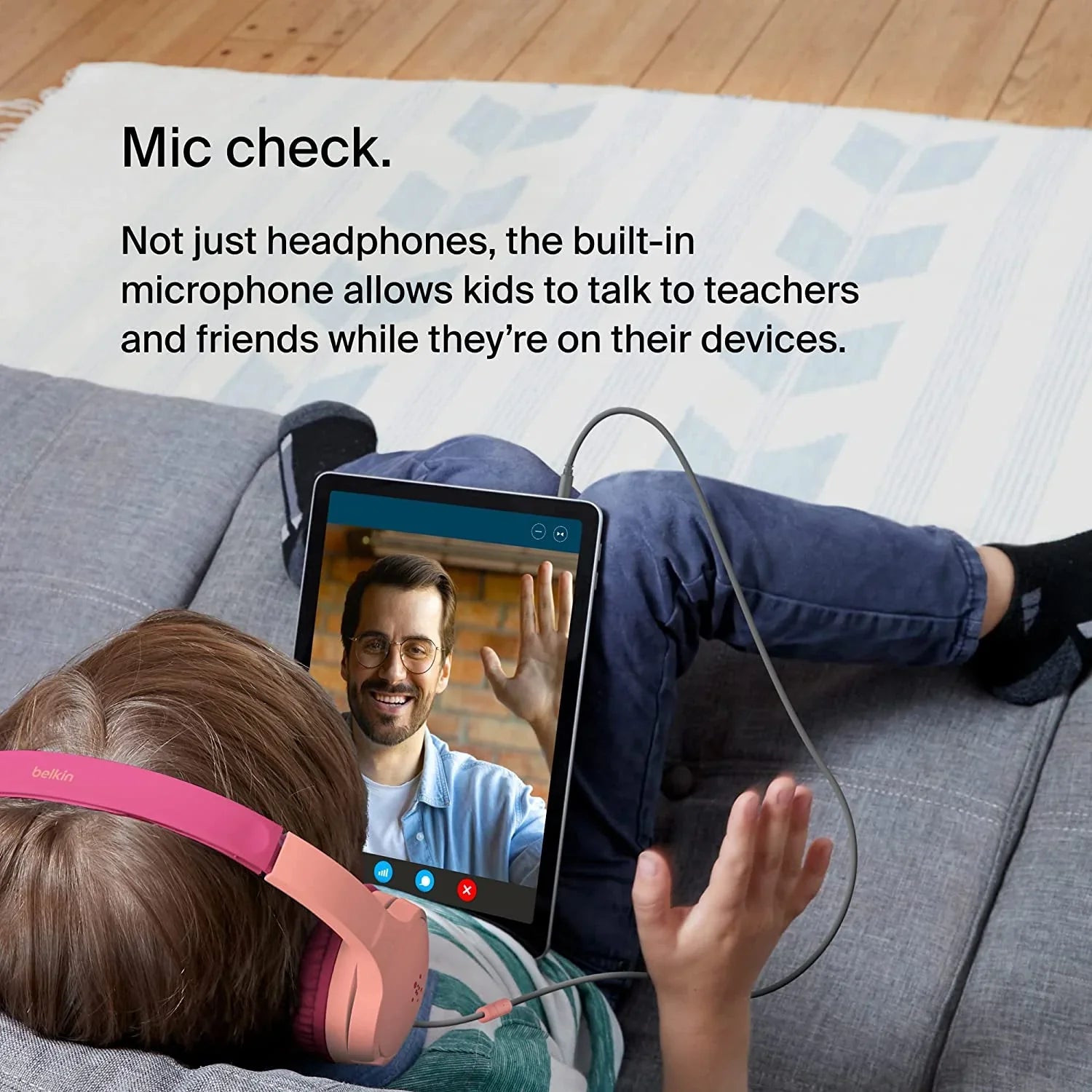 Belkin Soundm Mini - Wired Headphones For Kids With Built-In rophone (3.55mm Audio Cable) - Kids On-Ear Wired