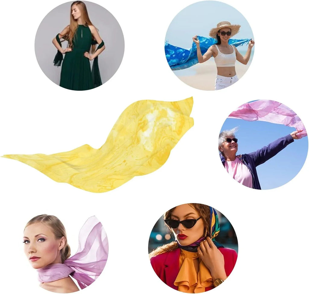 Hyjoy Lemon Marble Long Silk Neck Scarf Lightweight Shawl Wrap Scarves Women Girls