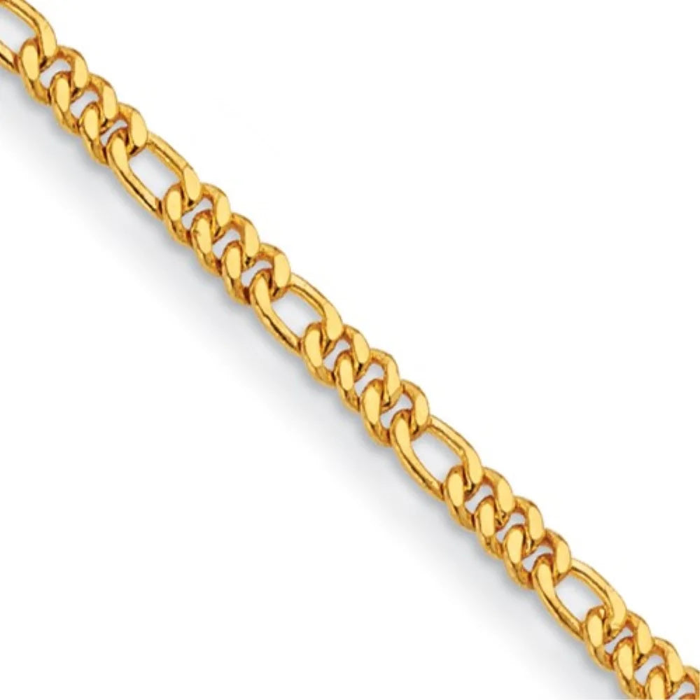 Auriga Fine Jewelry Mother's Day Gift 24k Yellow Gold Polished 4.8mm Solid Figaro 8" Chain Bracelet Women