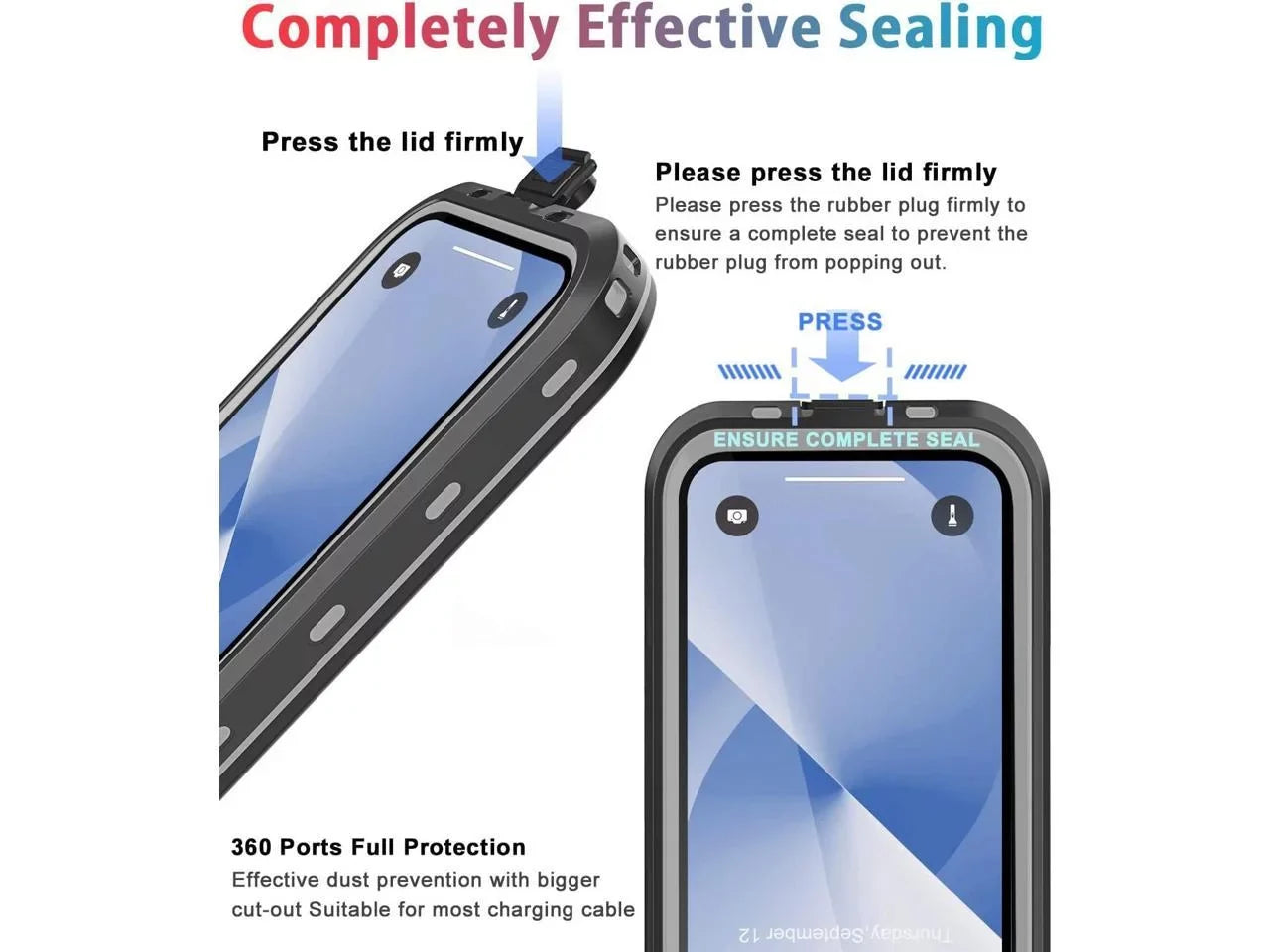 For iPhone 13 Case Waterproof Shockproof Dustproof Full-Body with Built-in Screen Protector,Underwater Full Sealed Shield Protective iPhone 13 6.1 inch