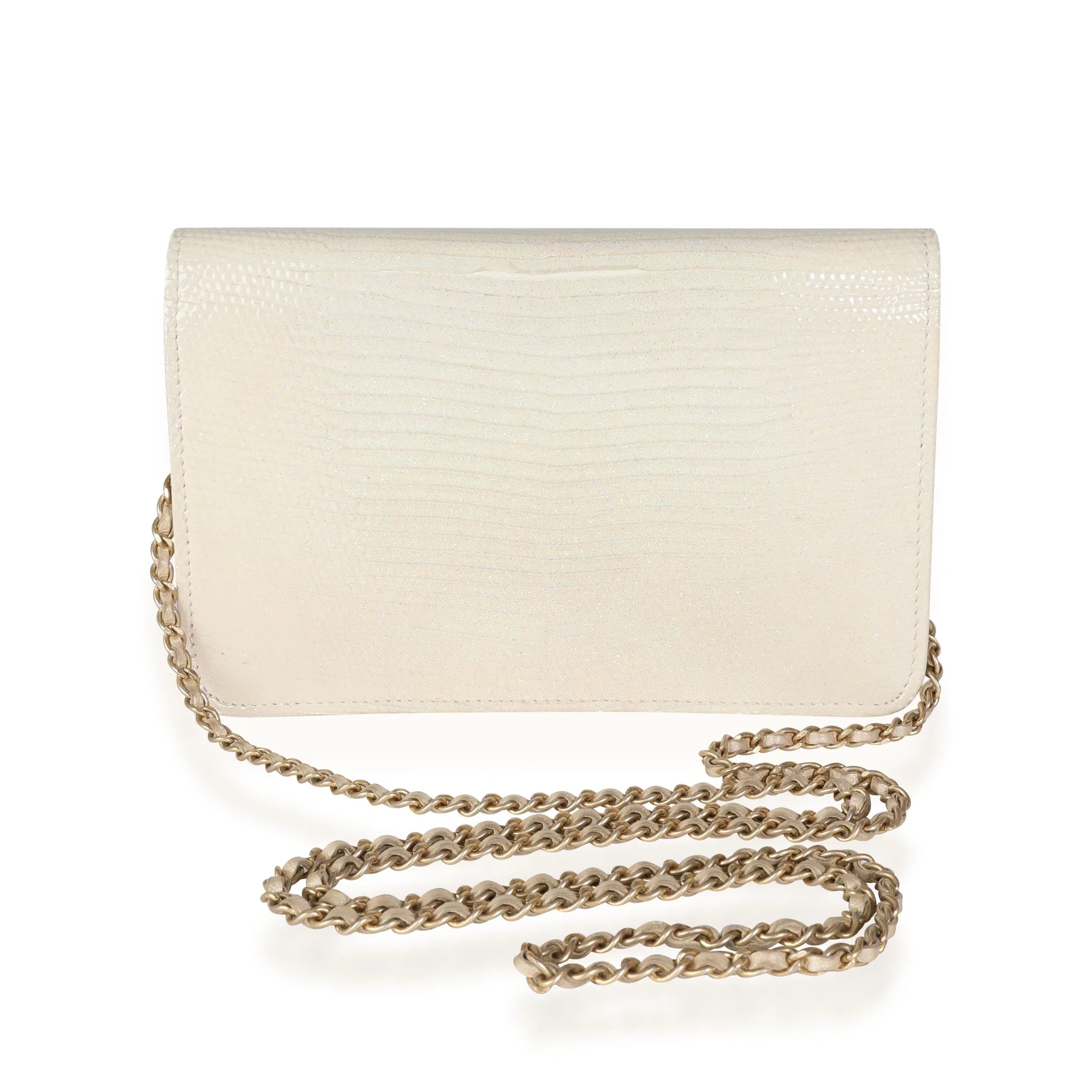 Chanel Gold Metallic Lizard Golden Class Wallet on Chain Pre-Owned