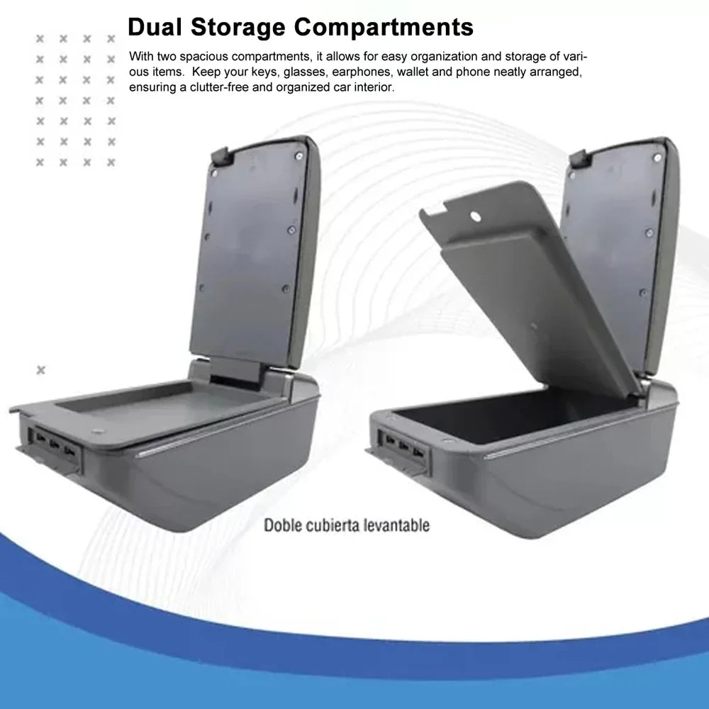 Nebublu Car accessories: armrest box,Box Leather Rest Universal 7 USB Cushion Universal 7 Rest Cushion Universal Car 7 USB Cup Armrest Box Leather Rest Cushion