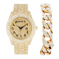 Charles Raymond Big Rocks Fully Iced Out Diamond Mens Watch w/Easy Read Date & Day - Designer Hip Hop Blinged Out Timepiece - ST10535 (ST10536-AN Gold -C)