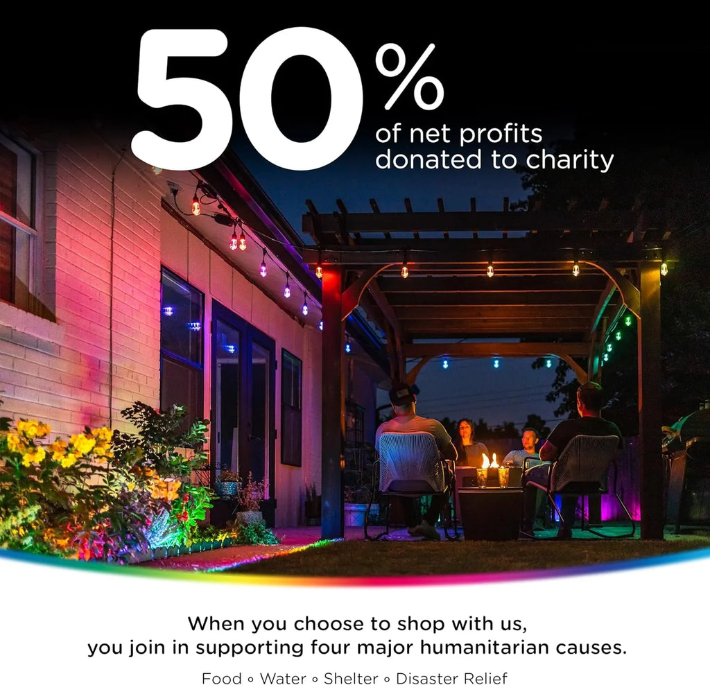 YANRUI Smart Color Changing String Lights, 96 ft, 30 Lightweight RGB LED Patio Lights, proof, Customizable, Wi-Fi App Control, Dimmable Outdoor String Lights, 79617