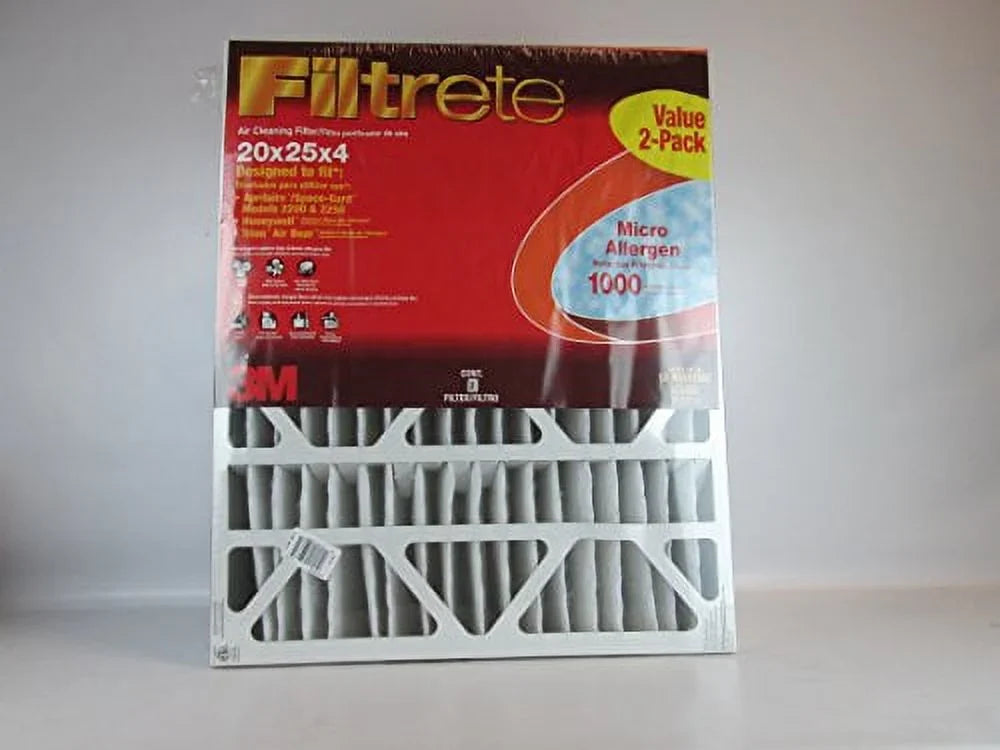 Filtrete 20x25x4 Air Filter, MPR 1000, MERV 11, Allergen Defense 12-Month Deep Pleated 4-Inch Air Filters, 2 Filters