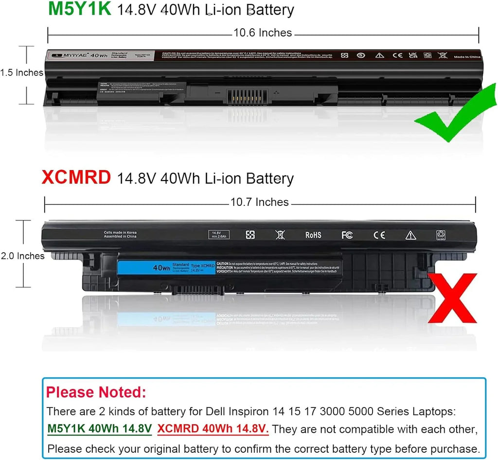 M5Y1K 14.8V 40Wh y Replacement Dell Inspiron 15 3000 5000 5558 5559 5755 5756 5758 5759 3451 5458