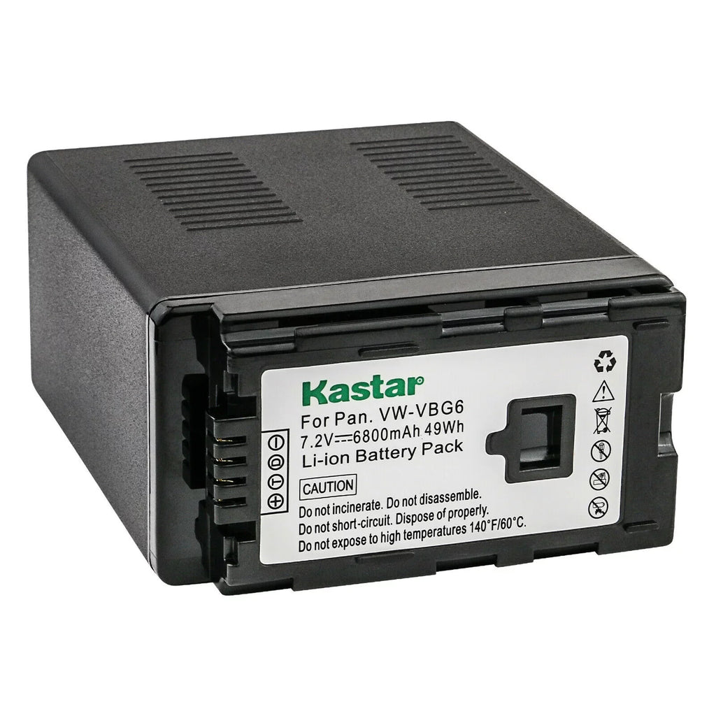 Kastar 2-Pack VW-VBG6 Pro Battery Replacement Panasonic VW-VBG6 VW-VBG6GK VW-VBG6-K VW-VBG6PPK, CGA-E625 Battery, DE-A38, VSK0631, VSK0698 Charger, Panasonic AG-AC7 AF105 AC130 AC160 HMR10 HSC1U
