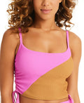 Sanctuary PINK AURA + MAPLE Balancing Act Cropped Tankini Swim Top, US Medium
