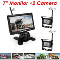 Backup Camera with Monitor Kit, 2pcs Waterproof 18 IR LED Night Vision Reverse Camera + 7" Rear View Monitor Vehicle Parking System RV Bus Trailer Truck