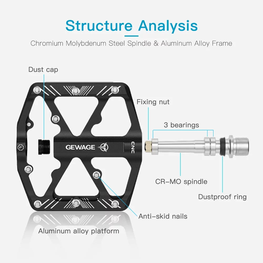 Bike Pedals Aluminum Alloy Pedals with Reflectors Mountain Bike Pedals Cycling Pedals Platm
