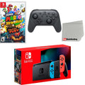 Nintendo Switch Console Neon Red & Blue with Extra Wireless Controller, Super Mario 3D World + Bowser’s Fury and Screen Cleaning Cloth
