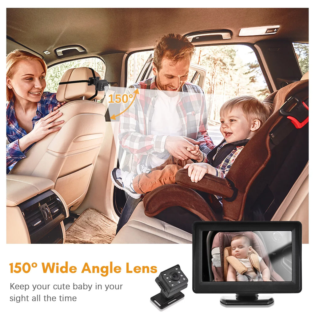 Pristin Invigilator,Inch Car Seat Baby car Car Seat Mirror Car Baby View Vision Baby Mirror Camera Easy Monitor 1080P Monitor Baby Car Baby Rear Seat Car Mirror Camera Baby Monitor 150° Wide View