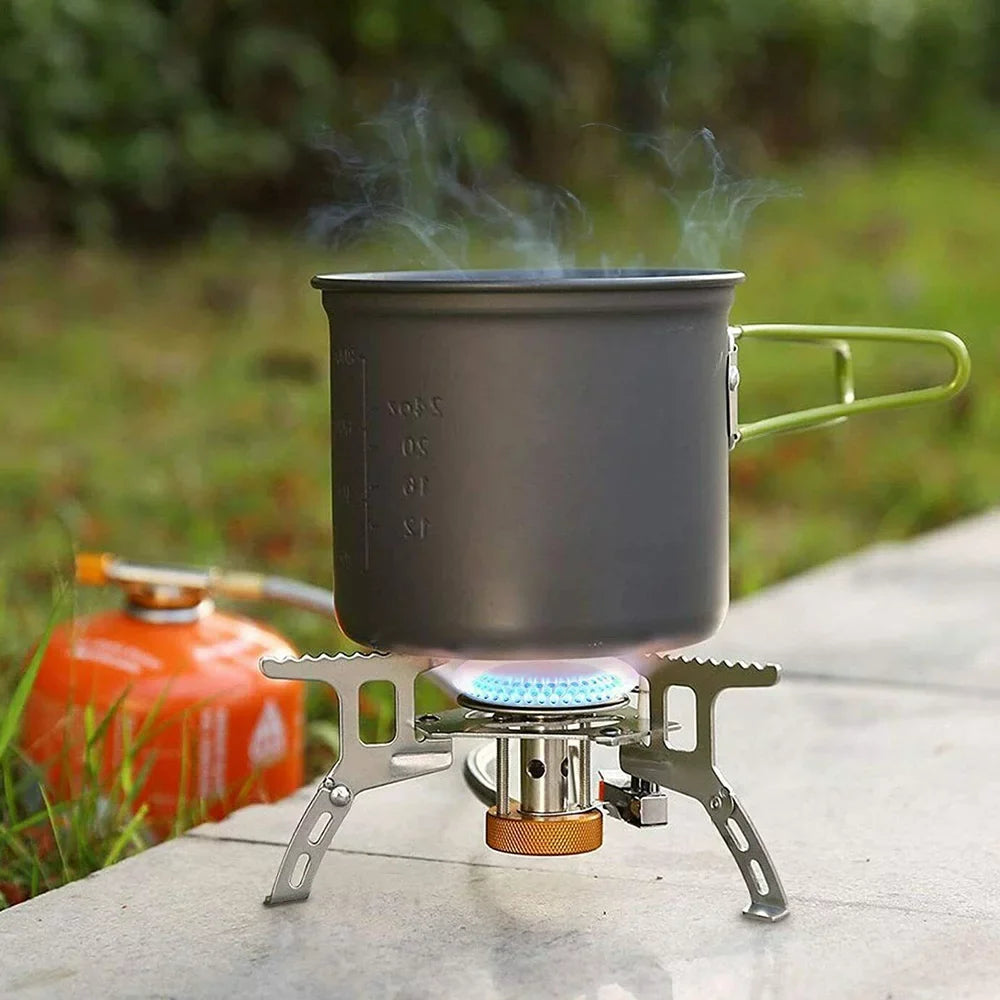 Camping Gas Stove, Folding Mini Pocket Stove Camping Gas Stove Split Stove, Silver