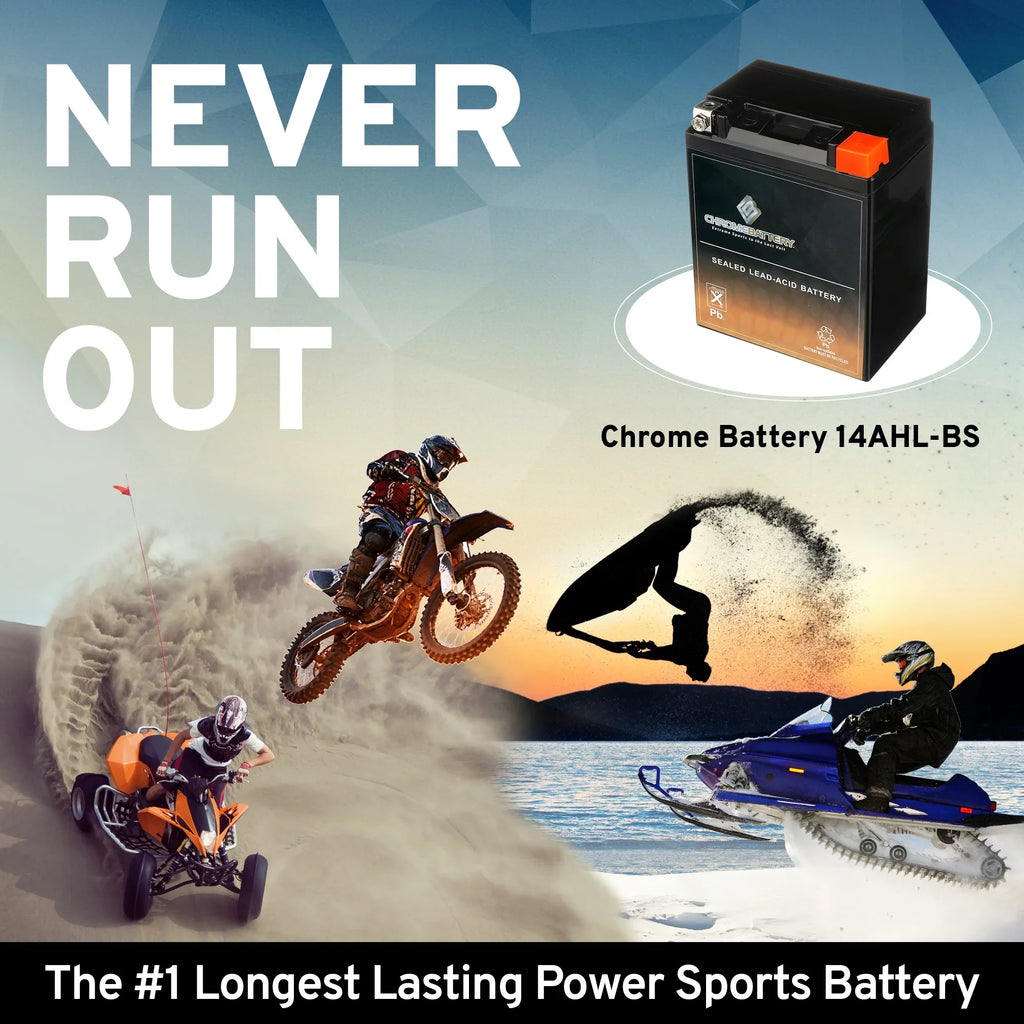 Chrome Battery YTX14AHL-BS (14AHL-BS 12 Volt,12 Ah, 210 CCA) Motorcycle Battery Suzuki 1100cc Gsx-r1100 1990