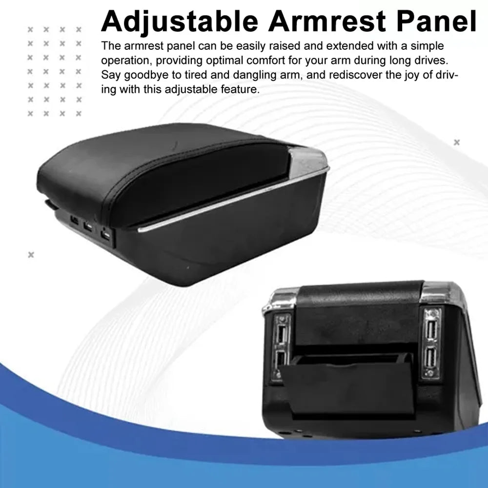 Nebublu Car accessories: armrest box,Box Leather Rest Universal 7 USB Cushion Universal 7 Rest Cushion Universal Car 7 USB Cup Armrest Box Leather Rest Cushion