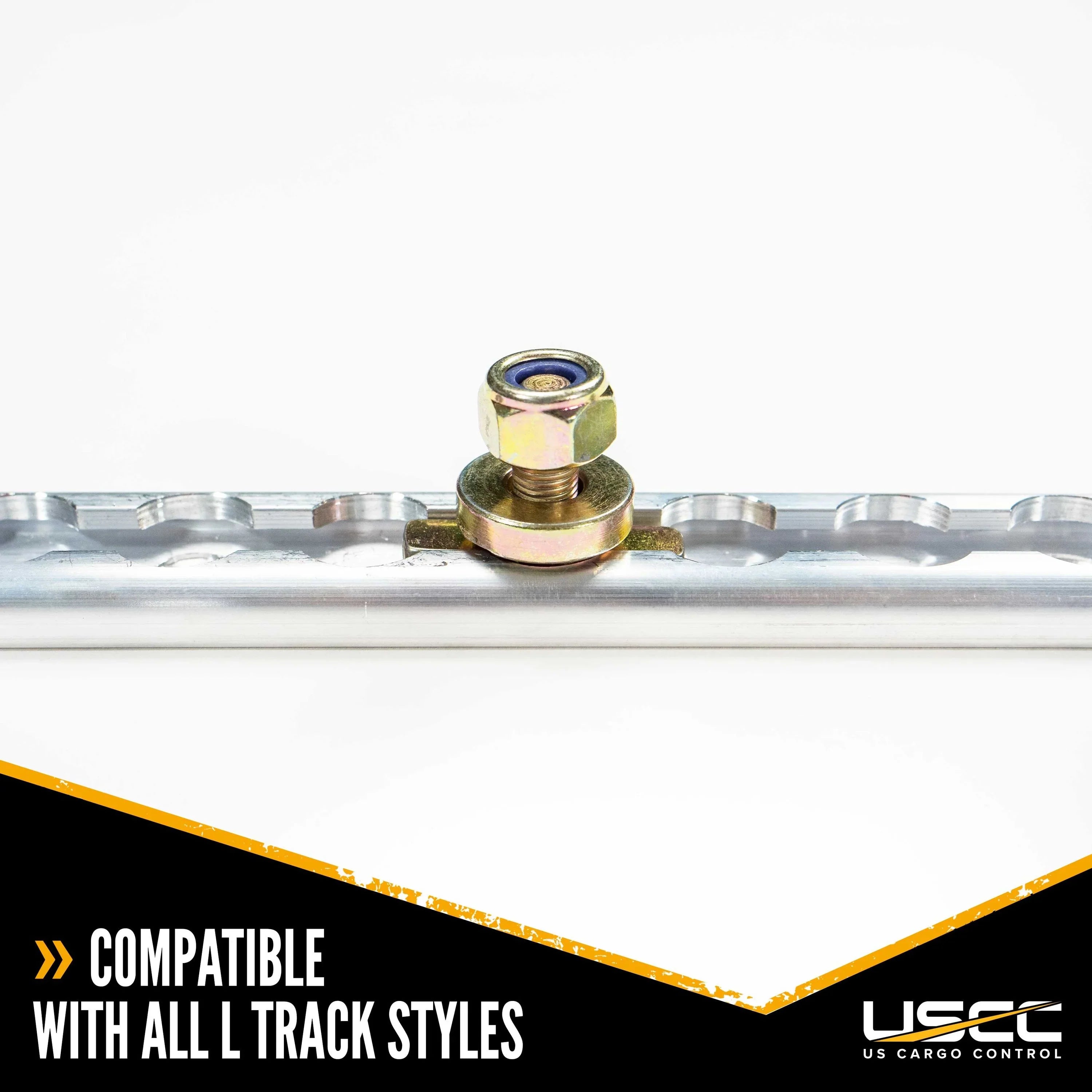 US Cargo Control L Track Double Lug Threaded Stud Fitting, Use With L Track Rails In Your Truck Or Trailer To Create Heavy-Duty Bolt Down Anchor Points, Working Load Limit Of 1,833 Pounds, 10 Pack