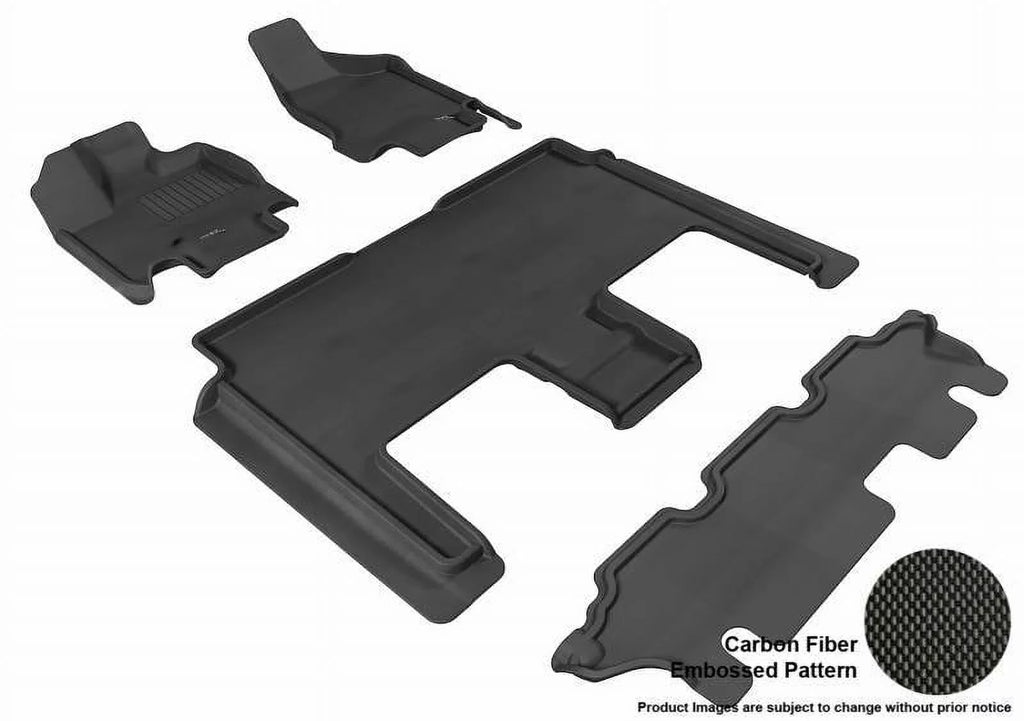 3D MAXpider 2008-2020 Fits Dodge Grand Caravan 1st Row 2nd Row 3rd Row Kagu Carbon Fiber Embossed Pattern Black Floor Mat L1DG01601509